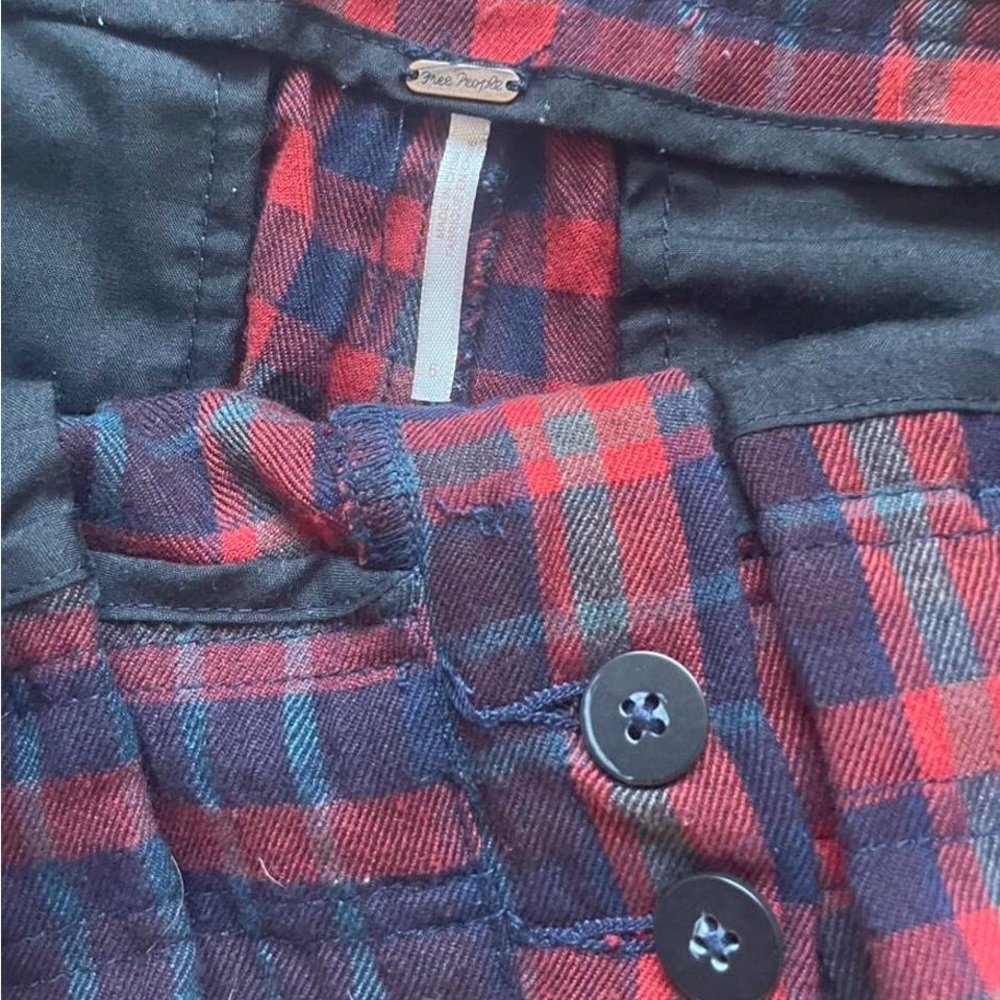 Free People Red and Blue Plaid Trousers - Picture 3 of 4